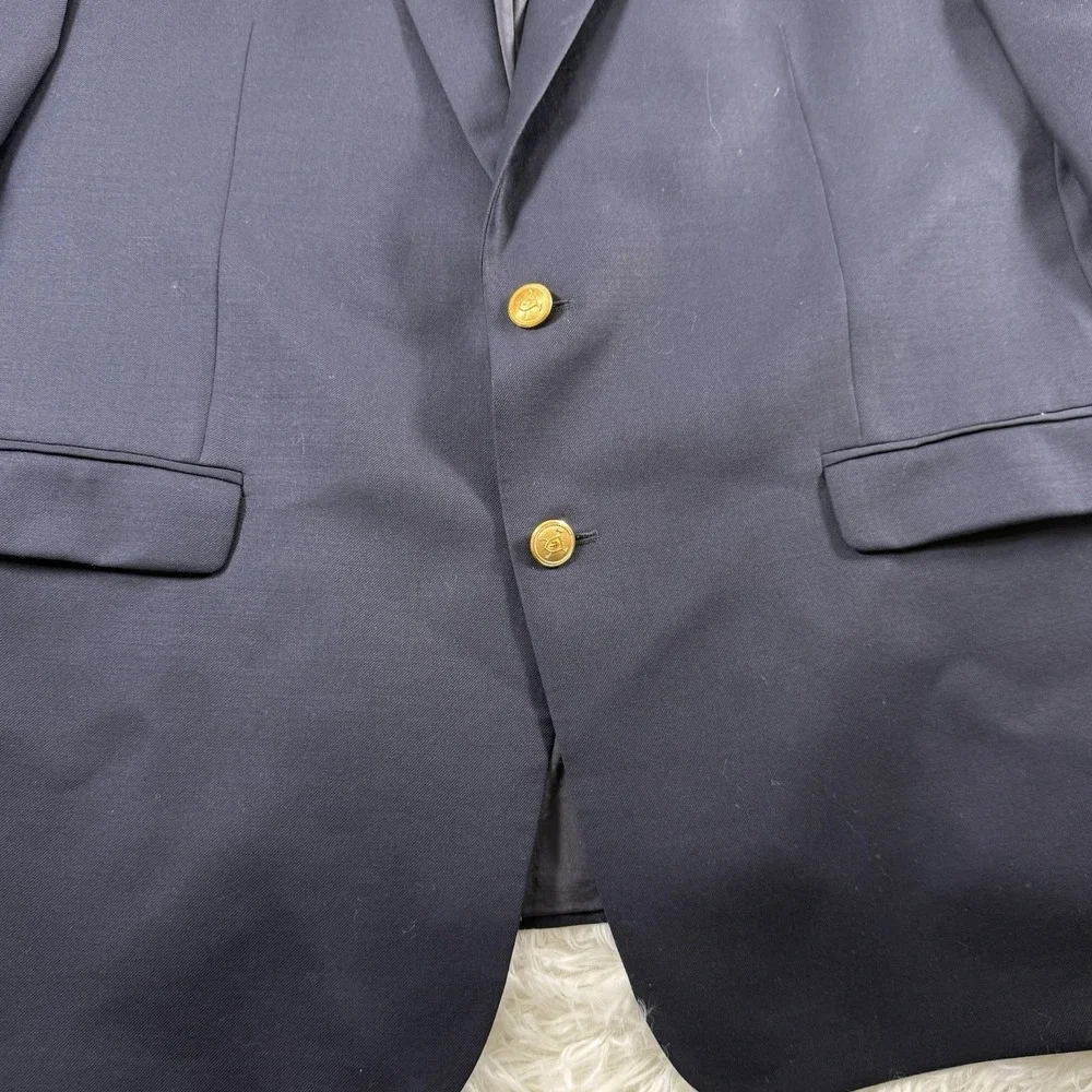 Lauren Ralph Lauren Blazer Mens 48R Navy Wool Designer Gold Buttons Sport Coat
